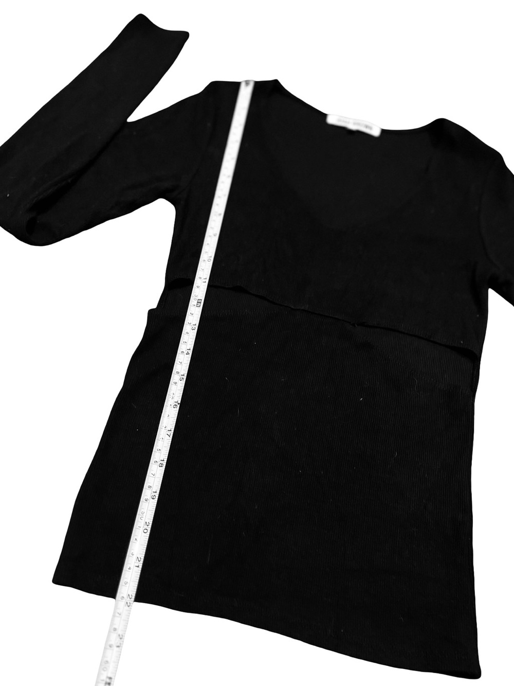 JOAH BROWN Black Fitted Cut Out LS Ribbed Top Shirt Sz S/M Festival Punk Goth - Picture 4 of 9